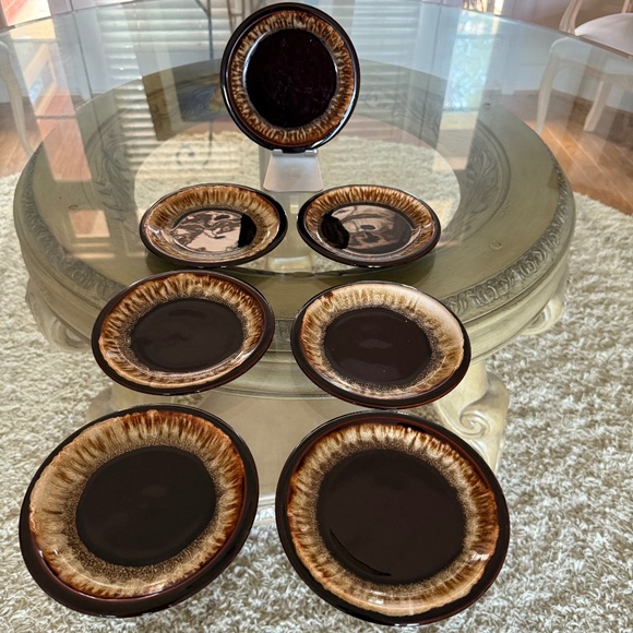 Pfaltzgraff Brown Drip Plates Dessert Bread Dish 6 7/8 Inches Set Of 7 - Picture 1 of 4